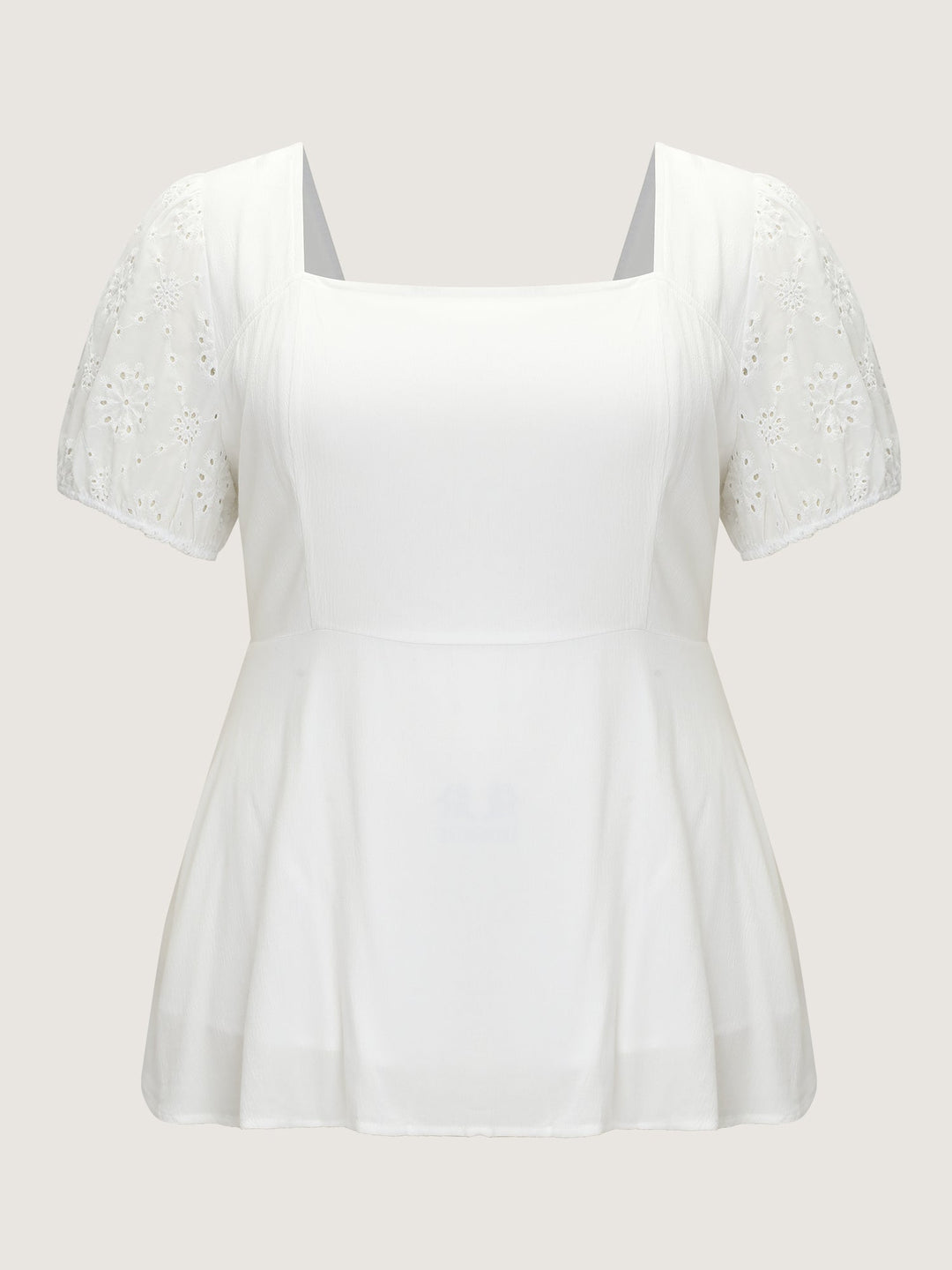 Cotton Floral Eyelet Trim Fit And Flare Blouse