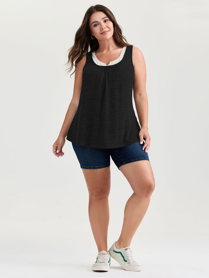Supersoft Scoop Neckline Color Contrast Tank Top