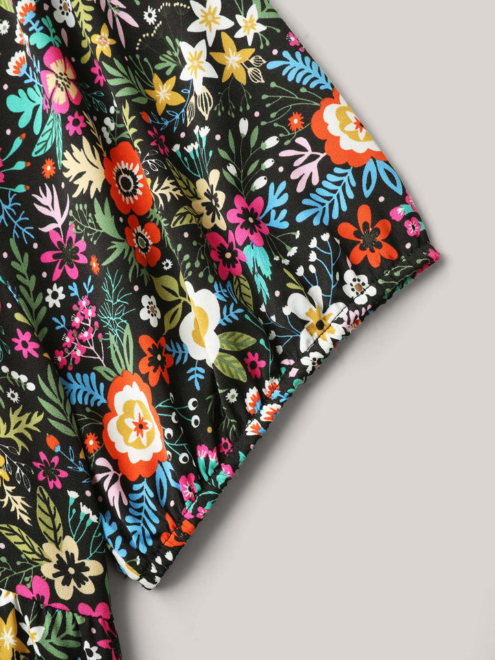 Floral Square Neck Fit and Flare Blouse