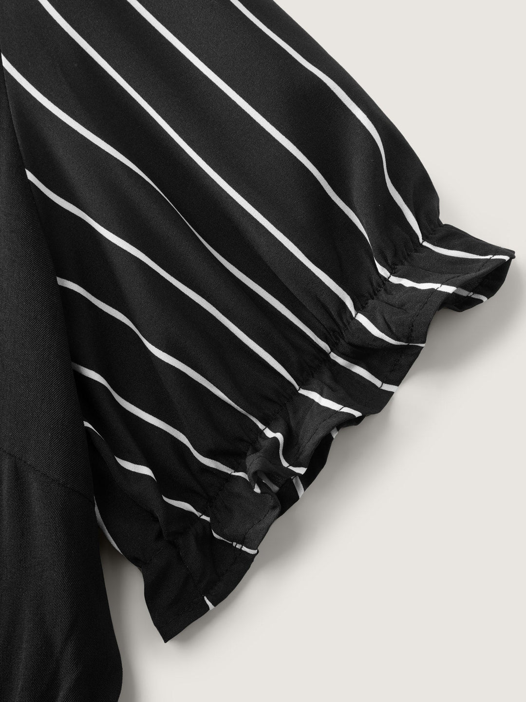 Striped Ribbon Neckline Contrast Midi Dress