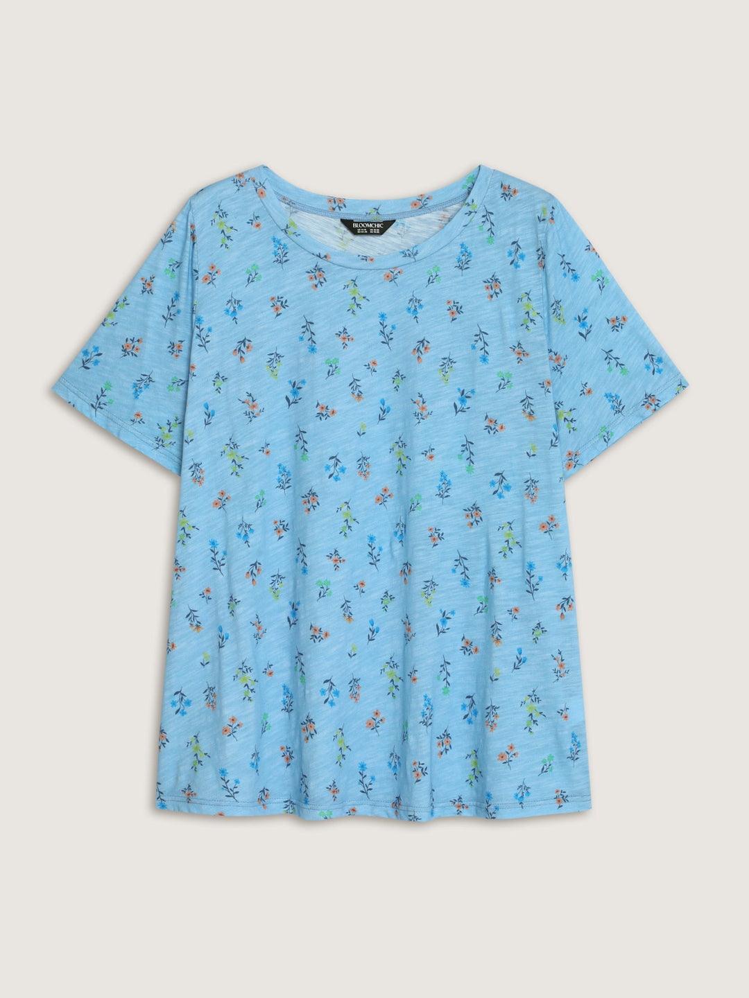 Cotton Stretchy Floral Print Long T-Shirt
