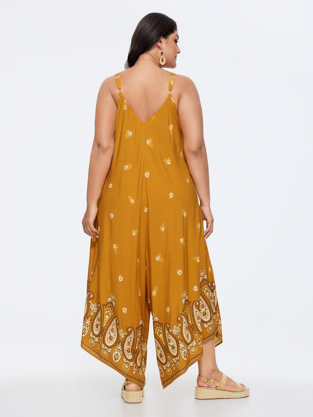 Boho Print Asymmetrical Hem Jumpsuit