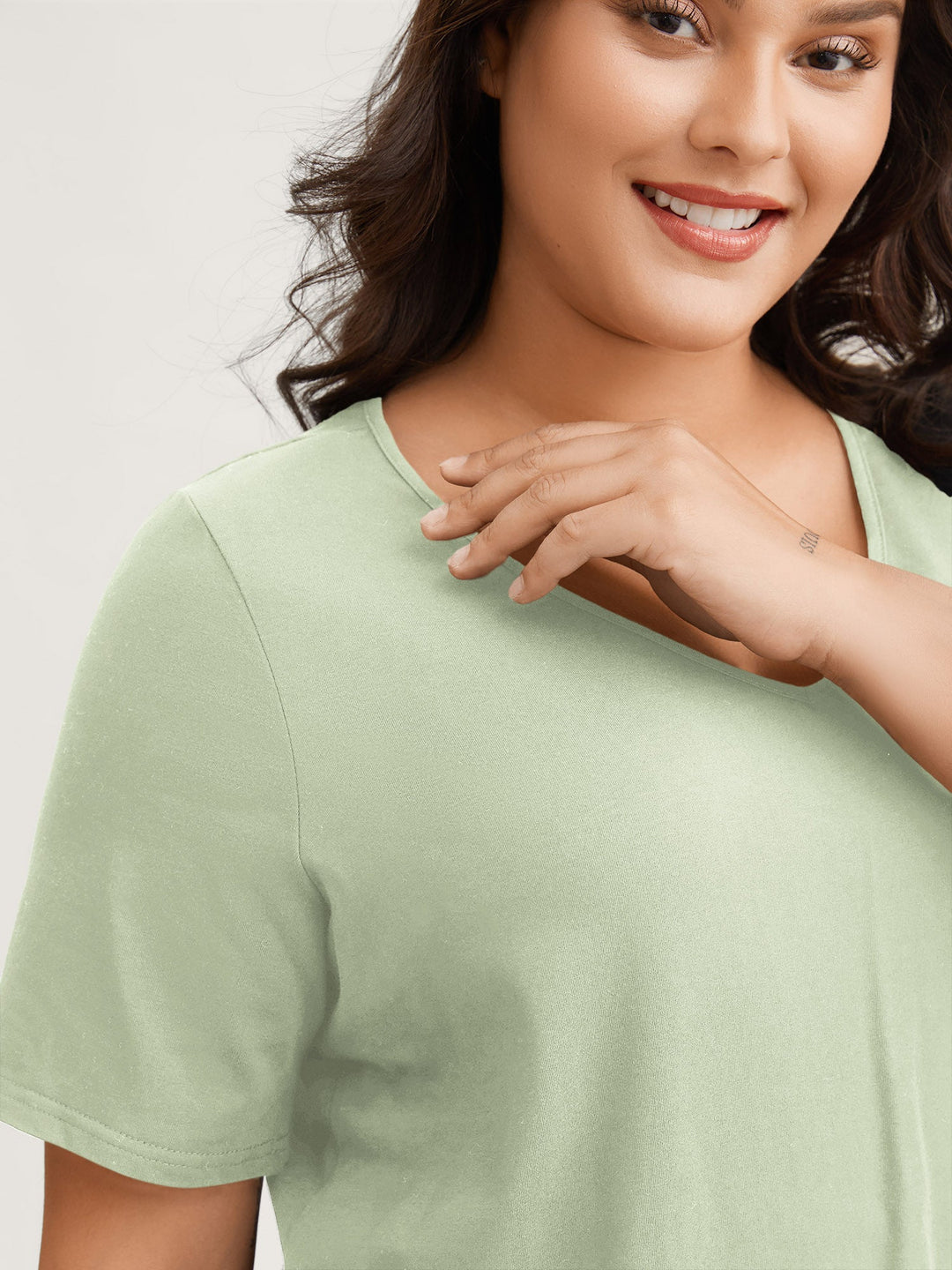 Cotton V Neck Plain Basic T-shirt