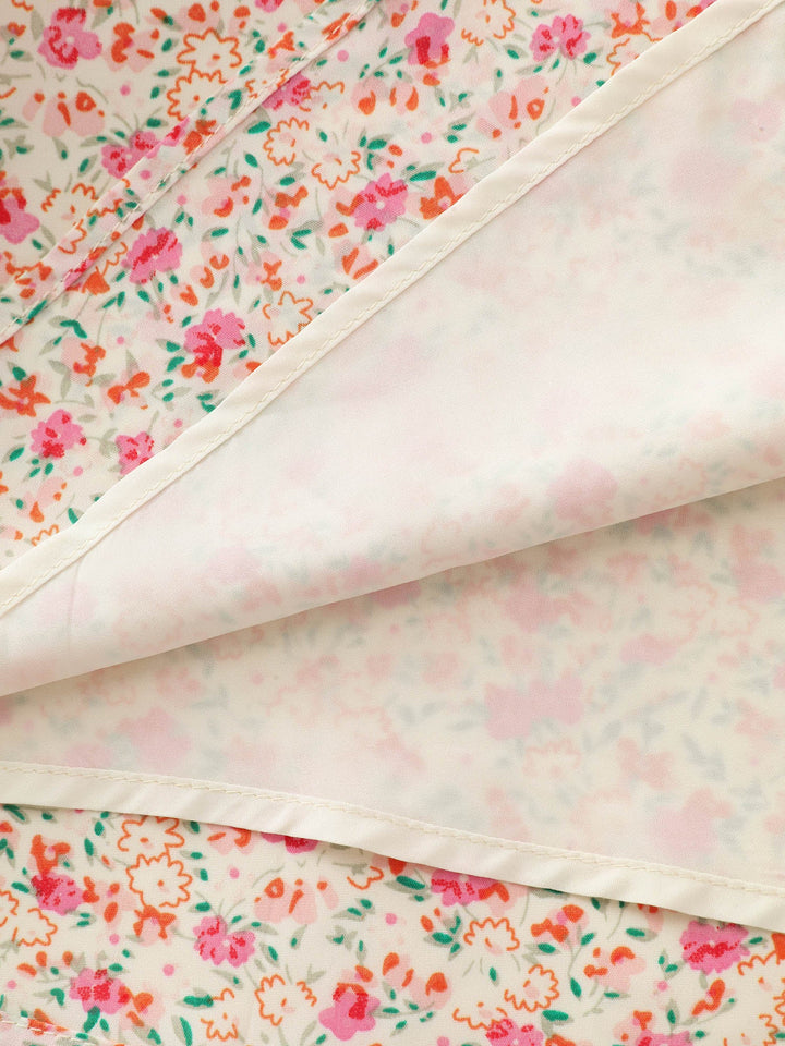 Floral Patchwork Print Drawstring Maxi Dress