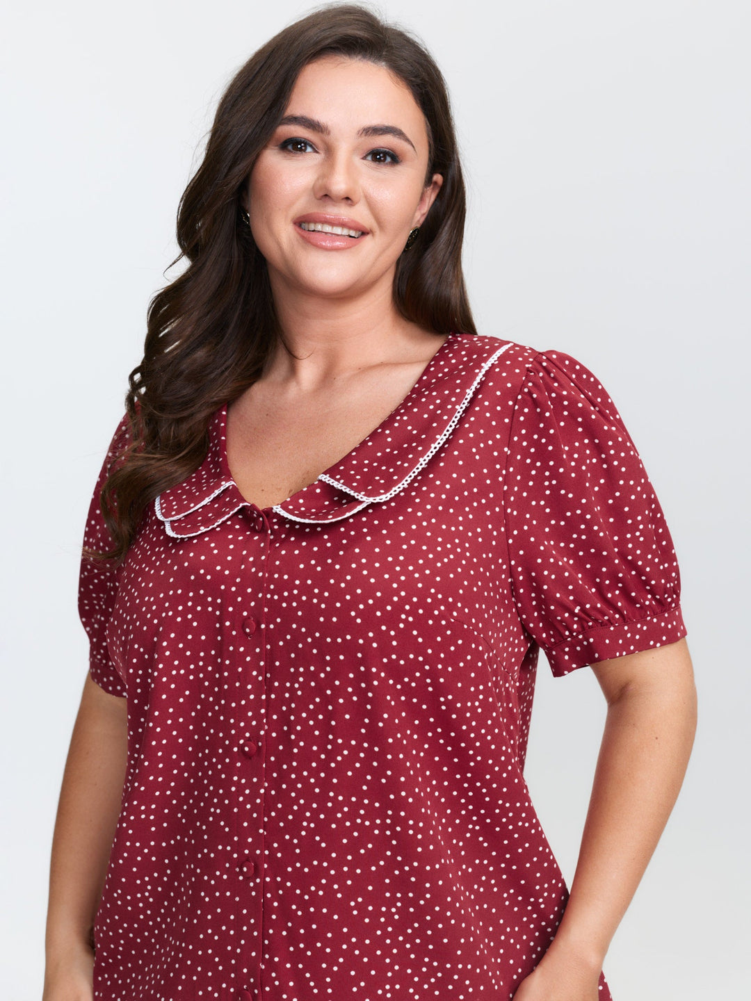 Doll Collar Retro Polka Dots Blouse