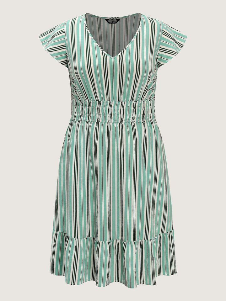 Breezy Stripe Print Pockets Mini Dress