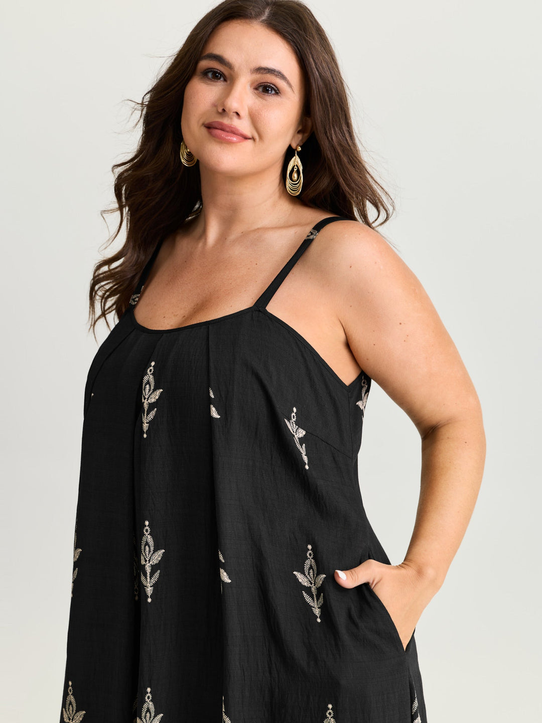 Geometric Print Color Contrast Maxi Dress