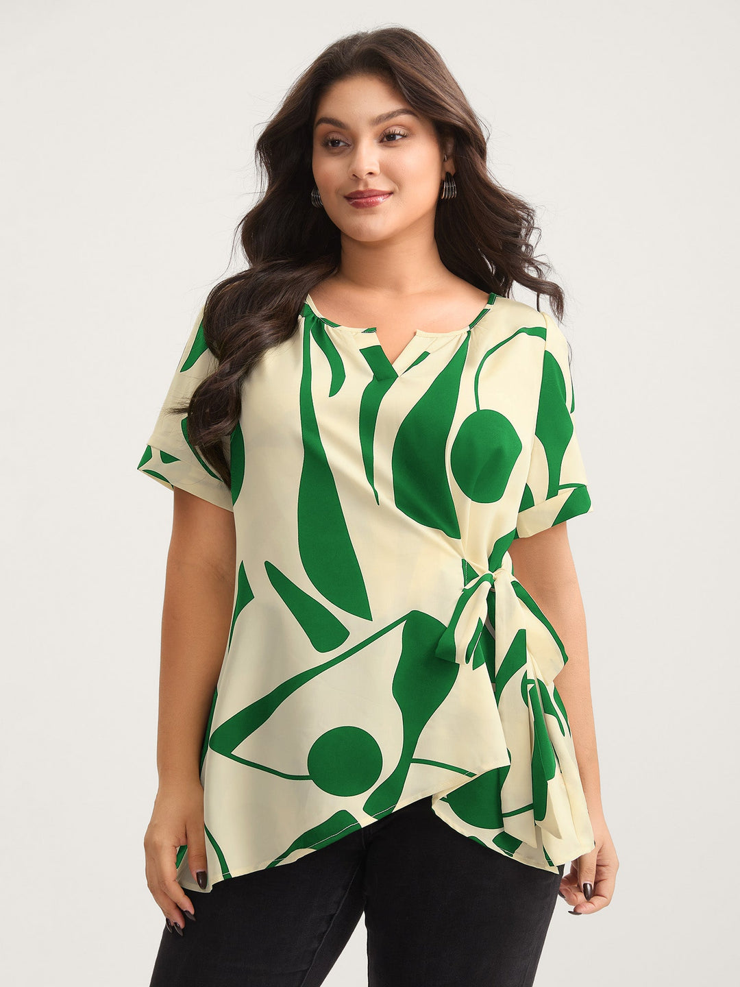 Abstract Print Knotted Blouse