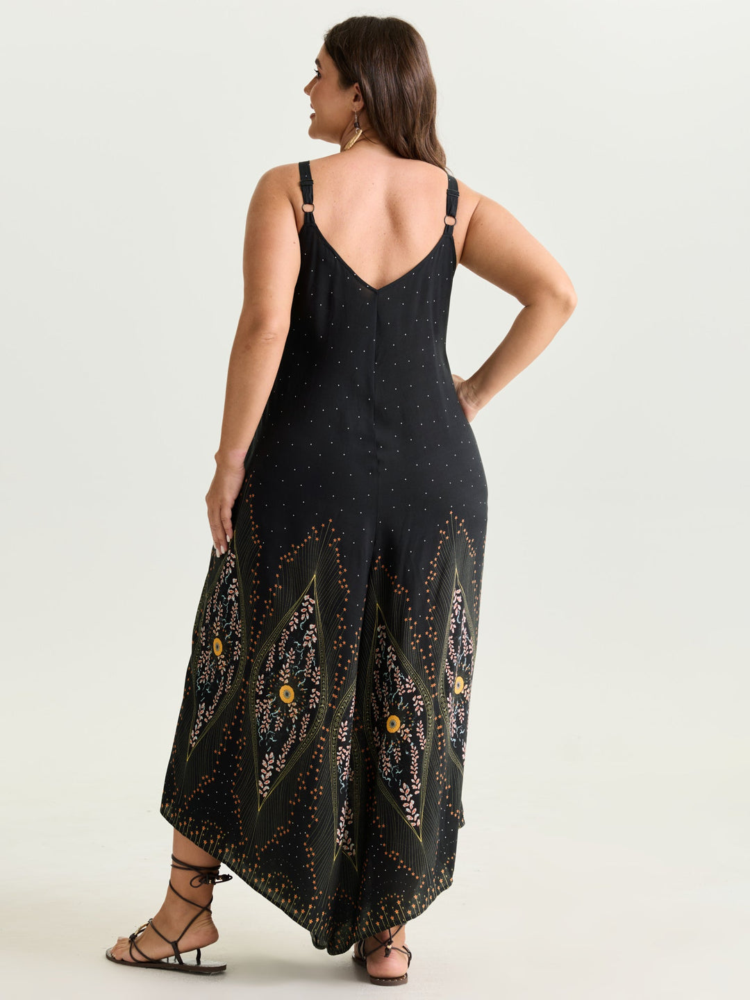Boho Print Asymmetrical Hem Jumpsuit