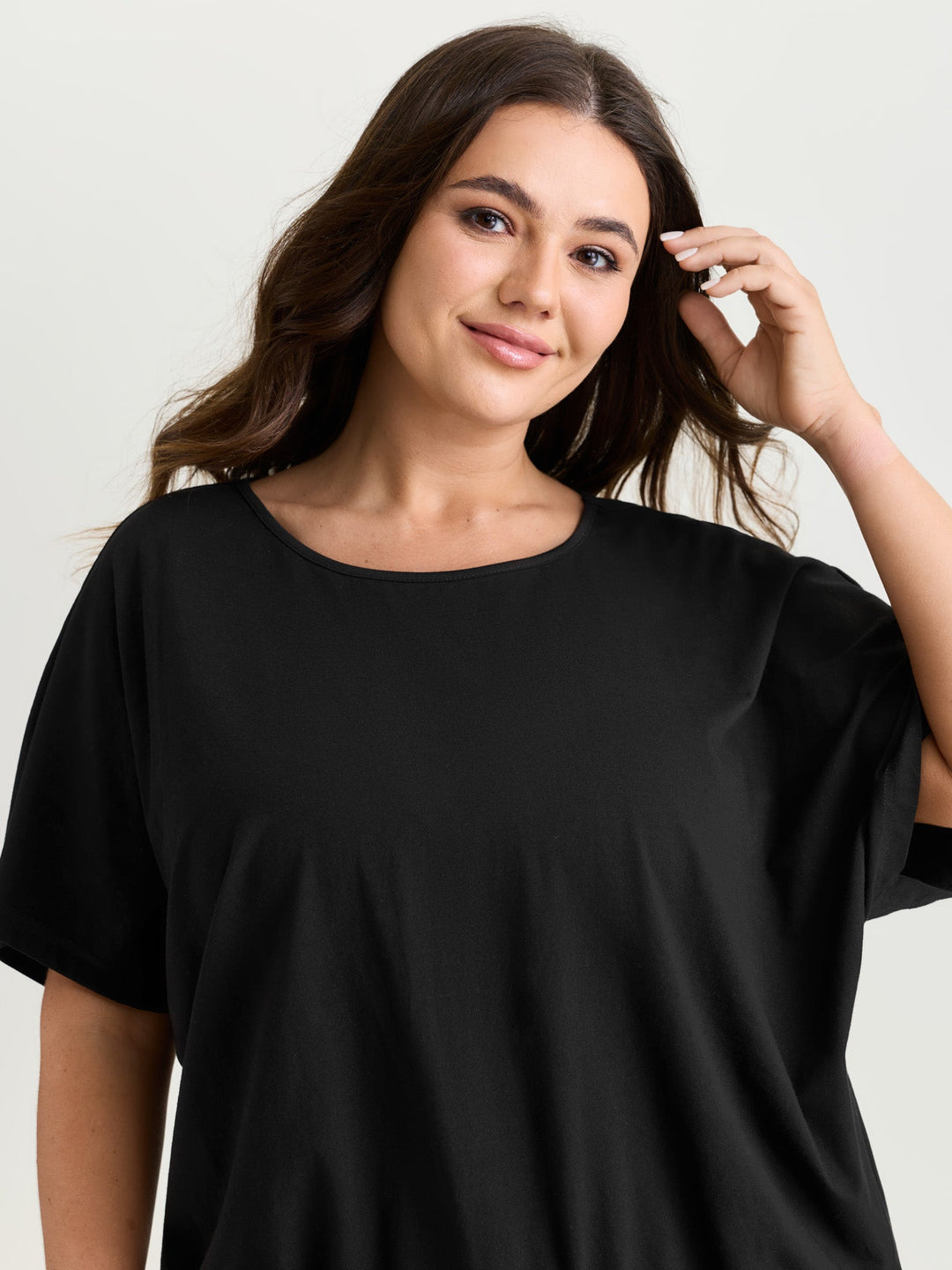 Batwing Sleeve Bubble Hem T-Shirt