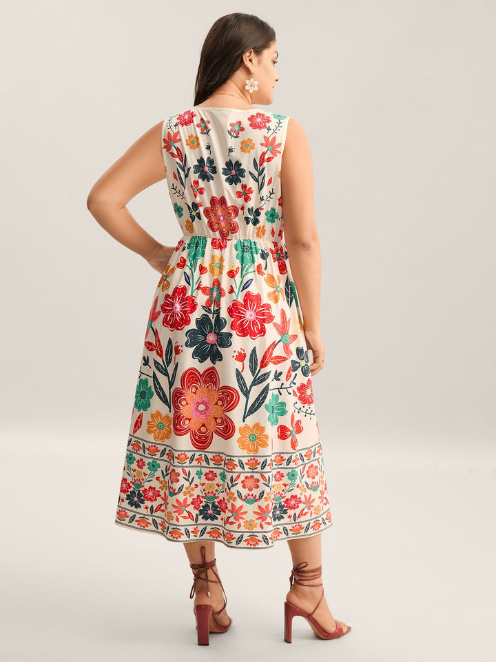 Floral Drama Cinched-Waist Maxi Dress