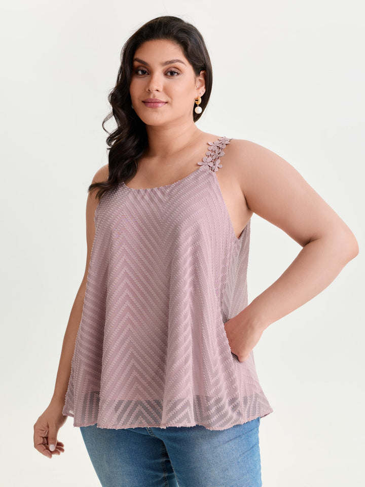 Lace Trim Flowy Tank Top