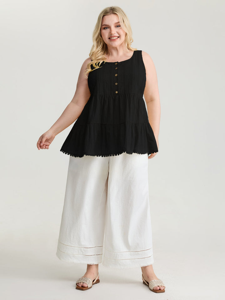 Pure Cotton Textured Tiered Tank Top