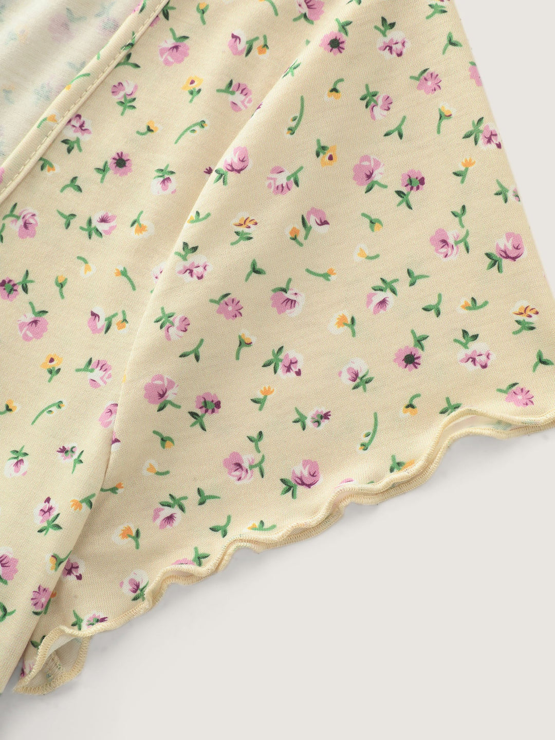 Stretchy Floral Print Square Neckline T-Shirt