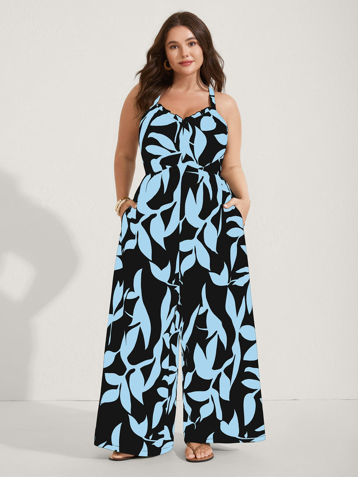 Silhouette Floral Print Sweetheart Jumpsuit
