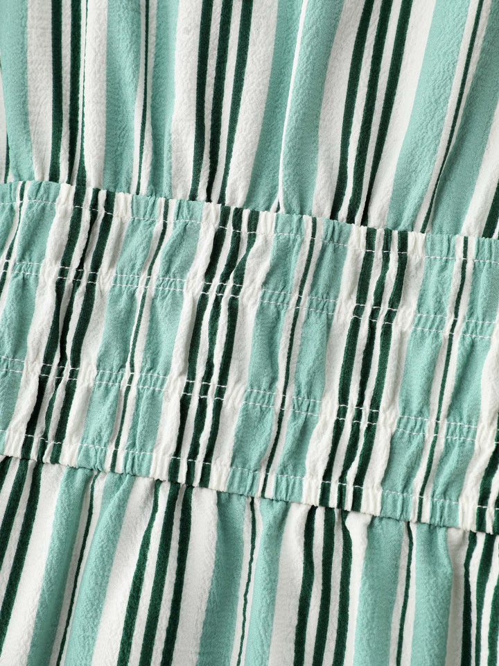 Breezy Stripe Print Pockets Mini Dress