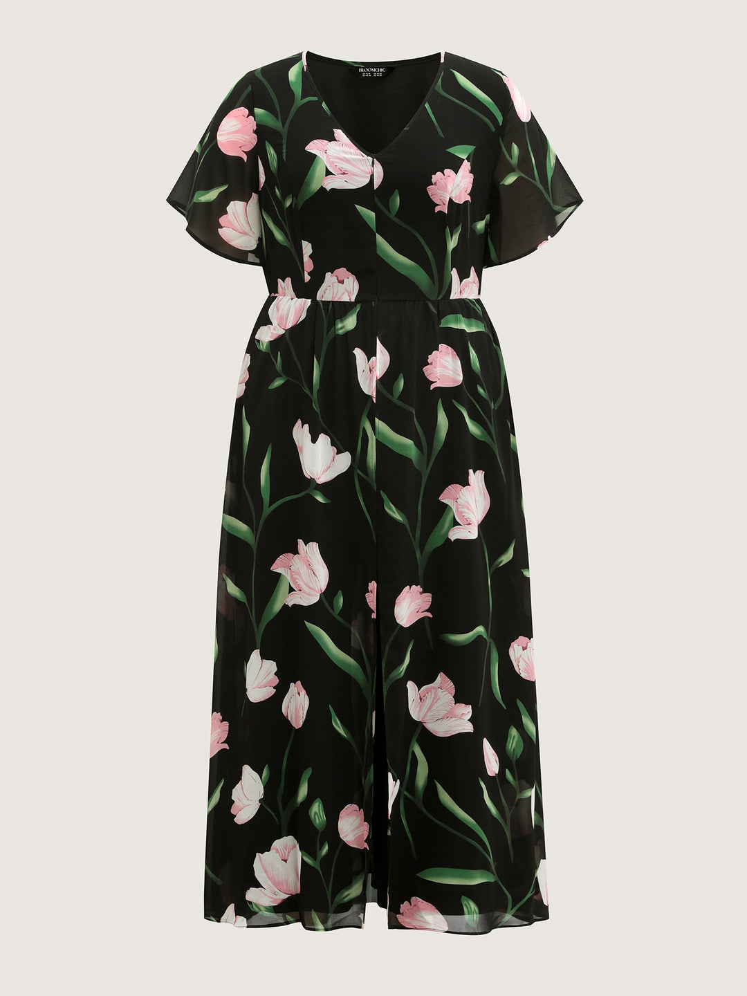 Hidden Zipper Floral Layered Pockets Jumpsuit