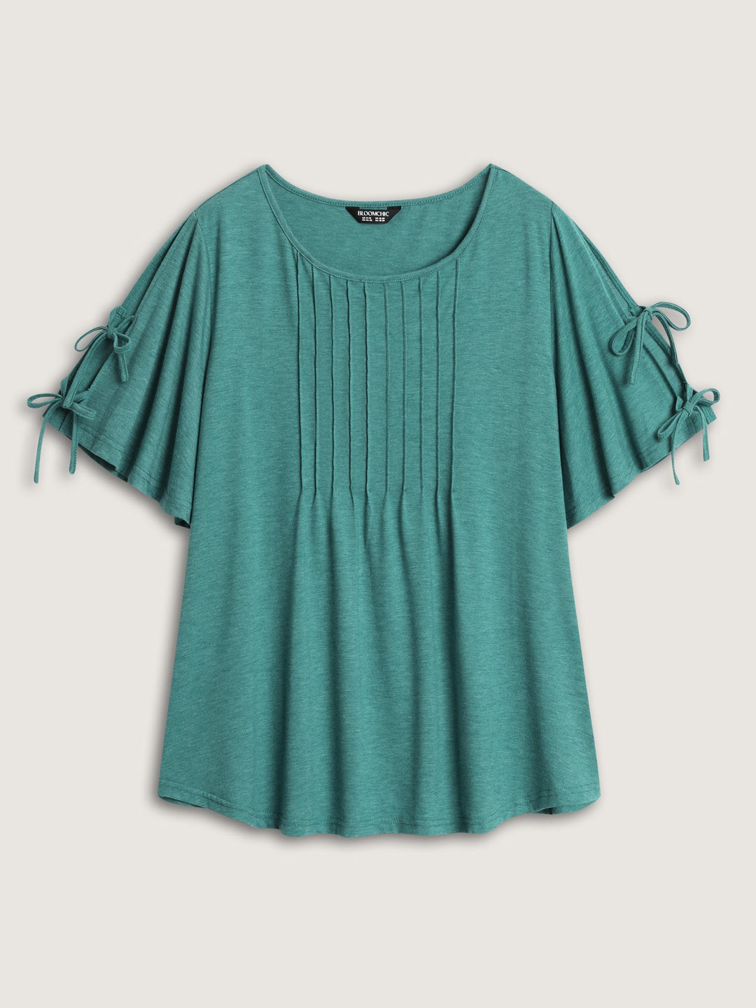 Supersoft Pleated Knot-Tie Sleeve T-Shirt