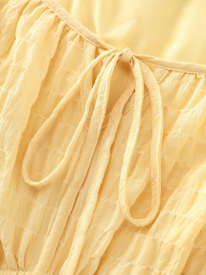 Cinched-Waist Ruffled Hem Mini Dress