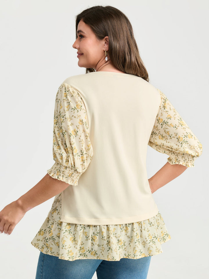 2-in-1 Floral Print Knit Top
