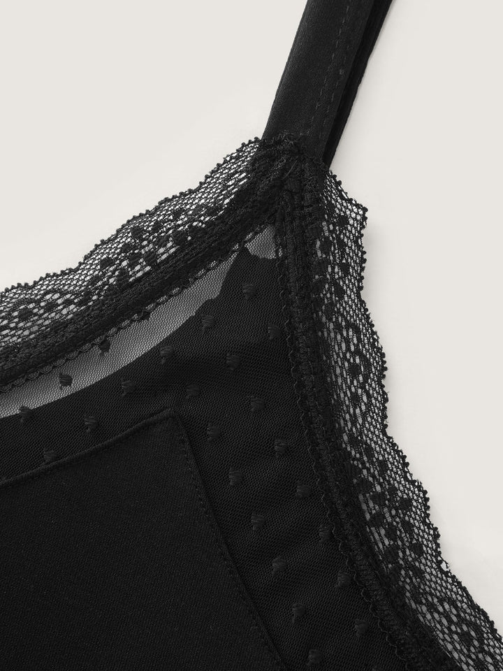 Sheer Lace Cut-Out Tank Top