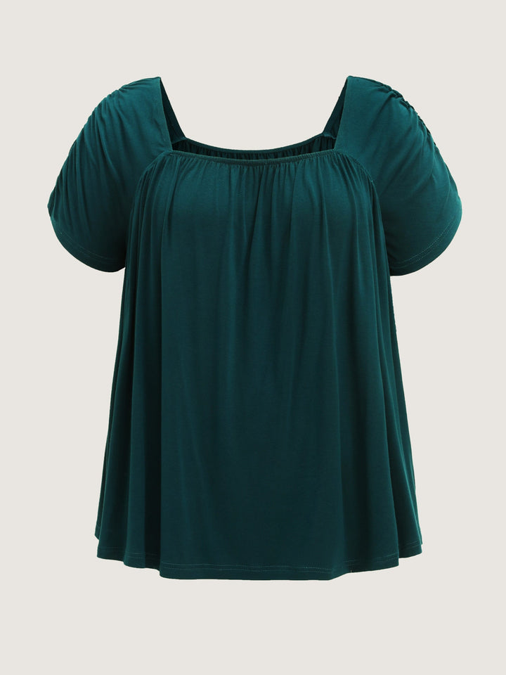 Supersoft Flowy-Fit Pleated Plain T-Shirt