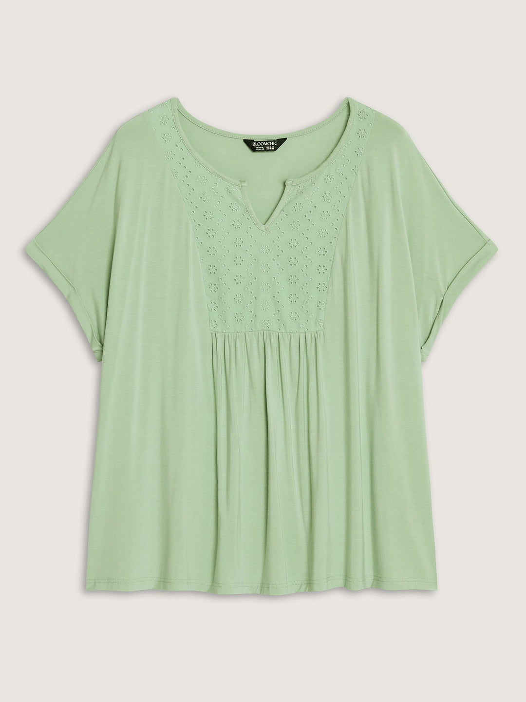 Textured Cut Out V-Neck T-Shirt
