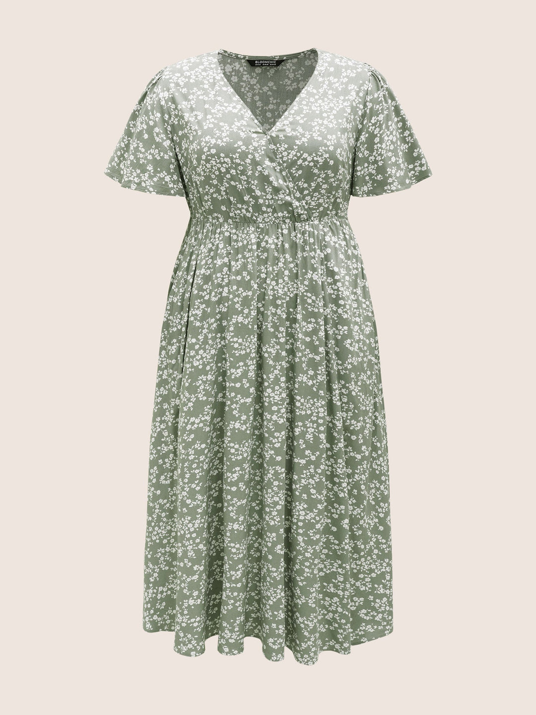 Bloom Dress - Flutter Sleeve Ditsy Floral Pocket Split Maxi Dress