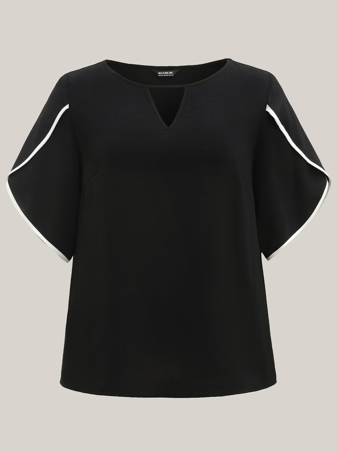 Color Contrast Petal Sleeve Shirt