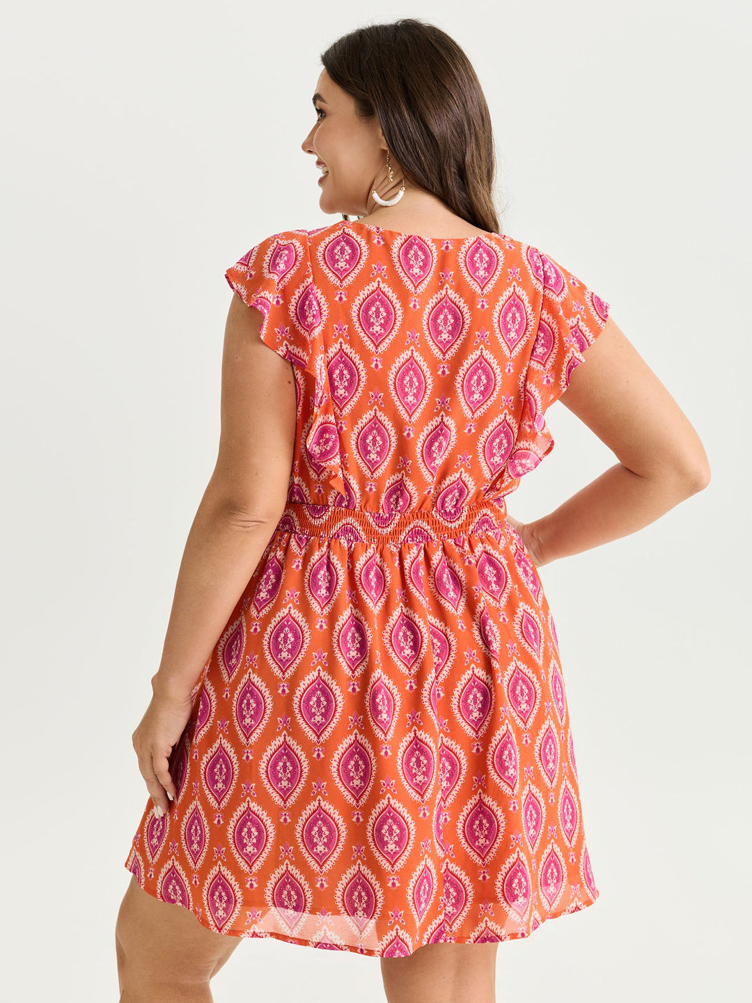 Geometric Print Toothpick Pleat Mini Dress