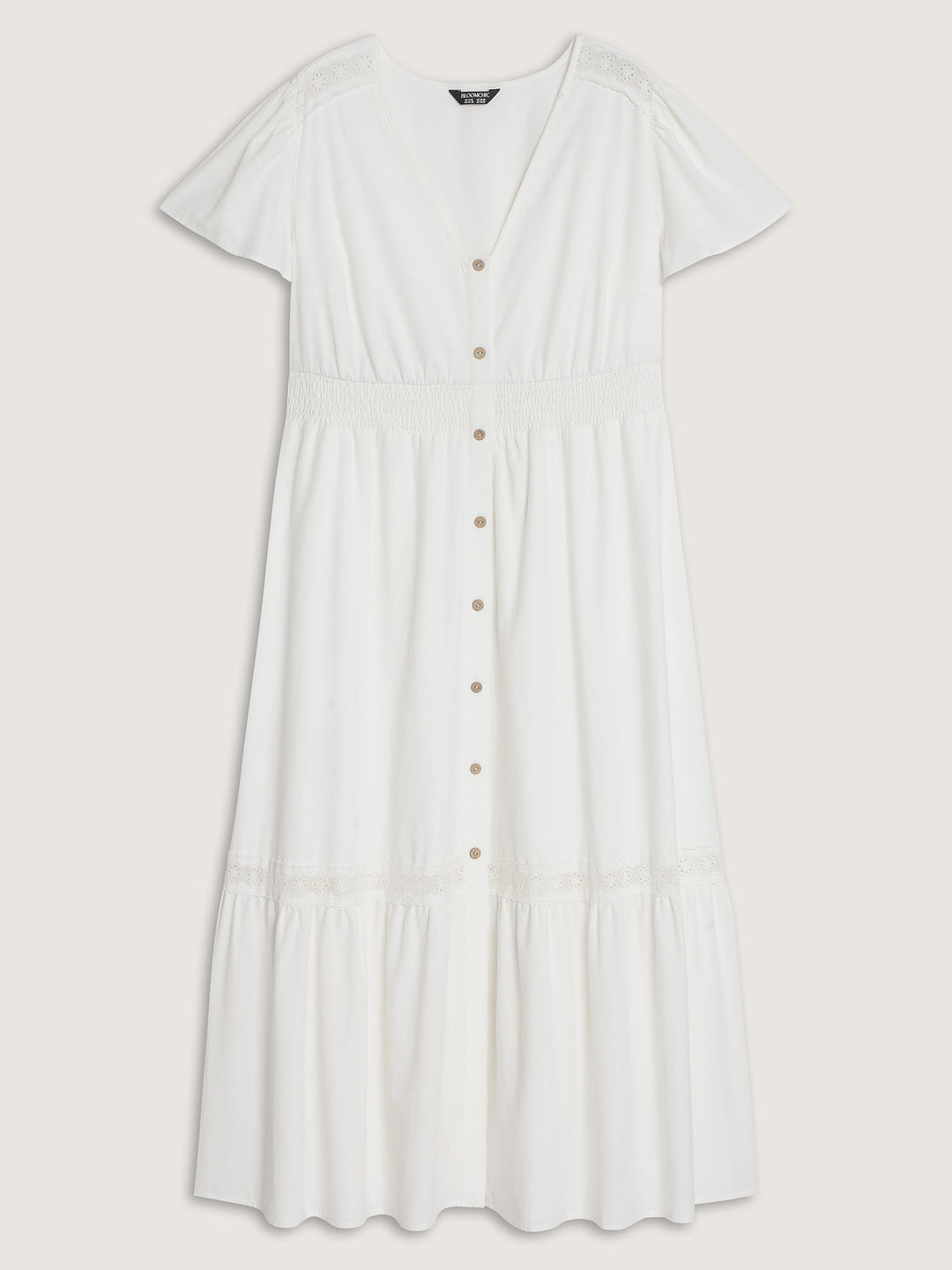 Shirred Waist Tiered V-Neck Maxi Dress