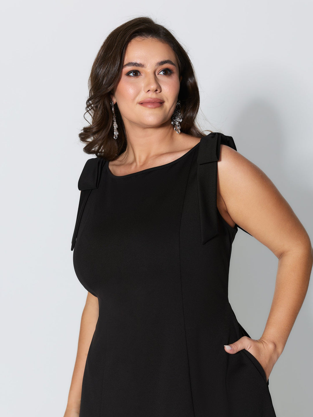 Shoulder Tie Sculpting Bodice Mini Dress