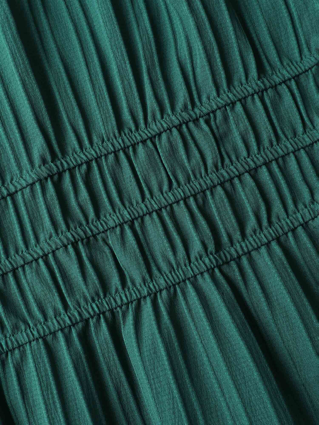 Textured Shirred Cinched Waist Maxi Dress