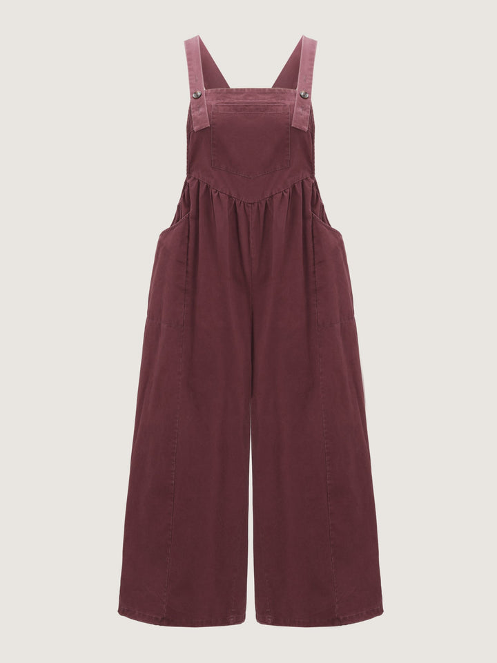 Pure Cotton Washed Distressed Adjustable Overall Jumpsuit