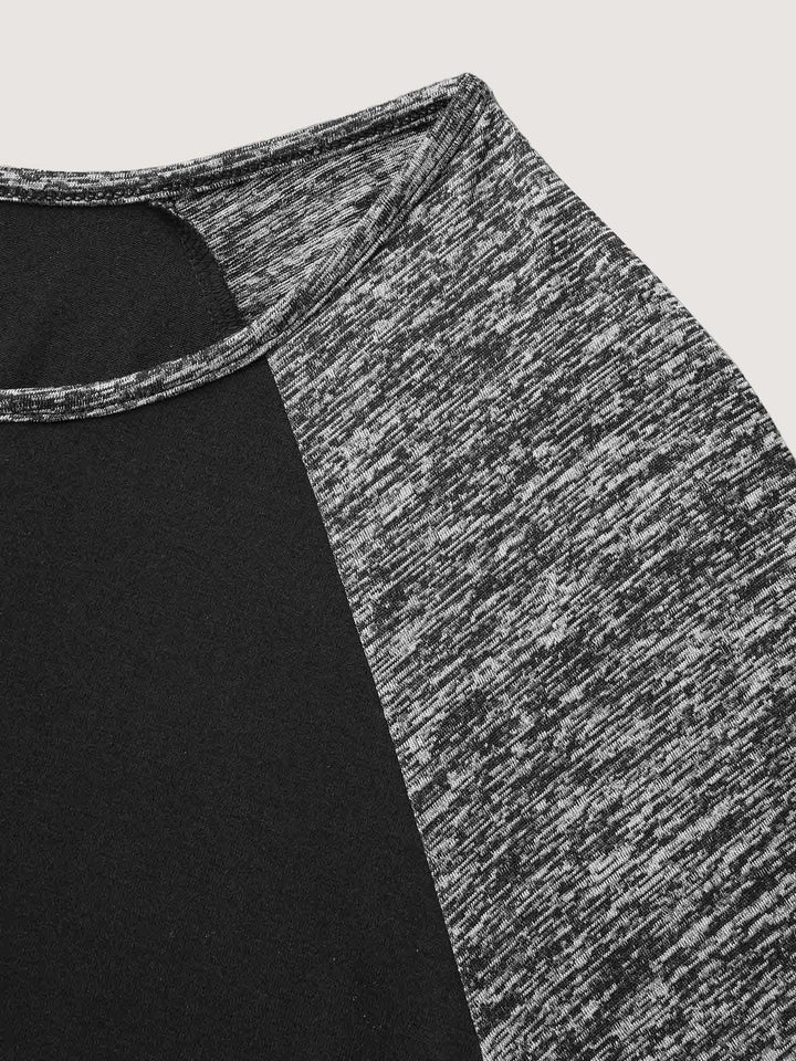 Heather Patchwork Button Detail Stretchy T-Shirt
