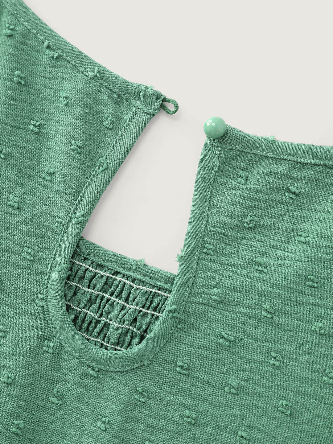 Shirred Round Neckline Flutter Sleeve Blouse