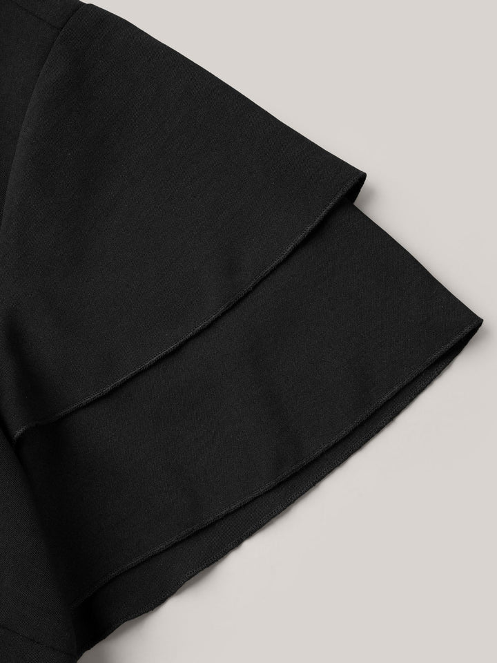 Toothpick Pleat Layered Flutter Sleeve Blouse