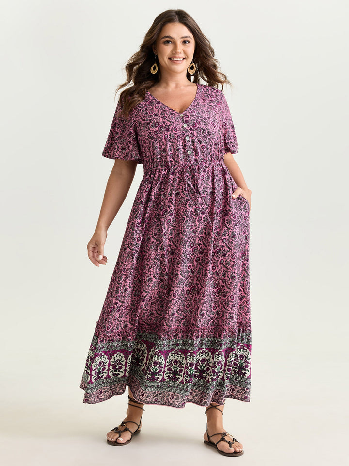 Supersoft Floral Color Contrast Print Maxi Dress