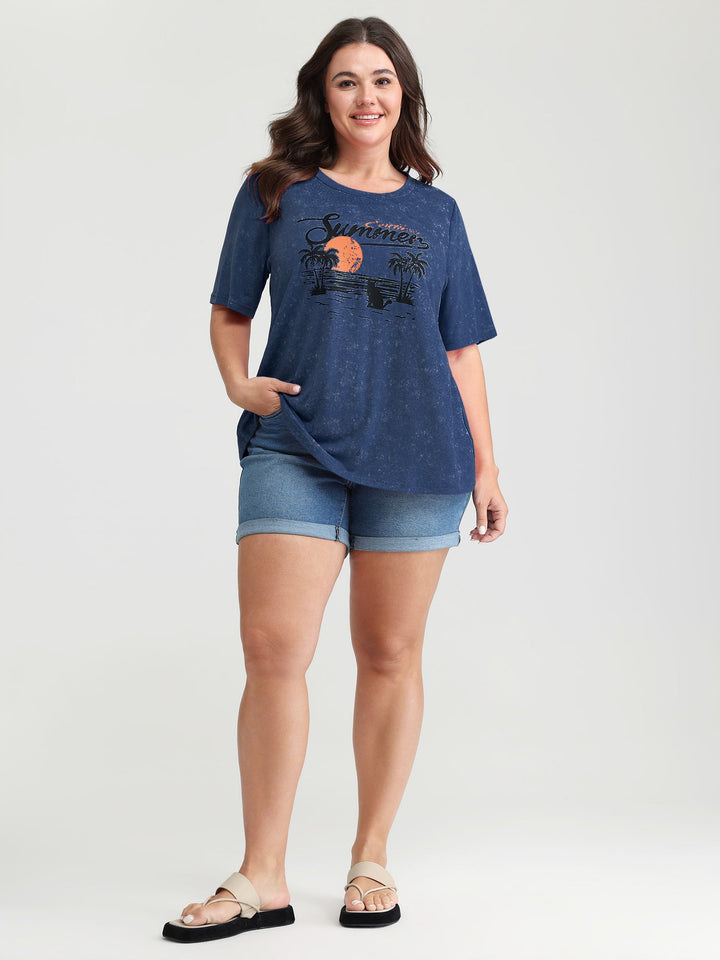 Summer-Ready Print Snowflake Effect T-Shirt