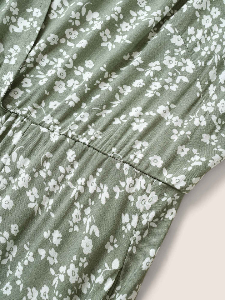 Bloom Dress - Flutter Sleeve Ditsy Floral Pocket Split Maxi Dress