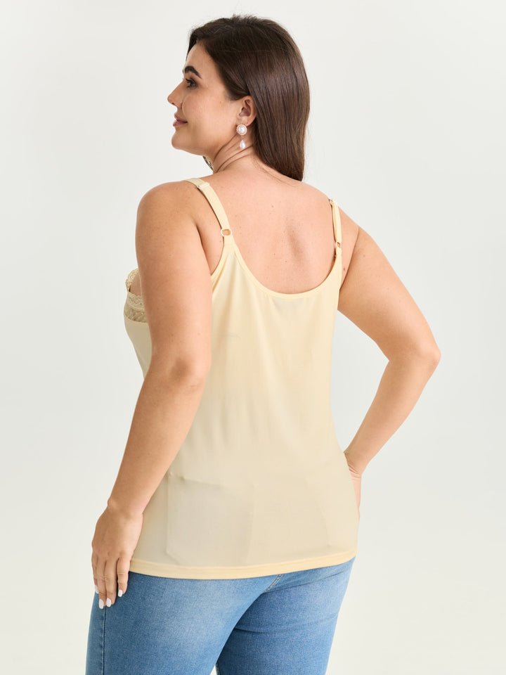 Sheer Lace Cut-Out Tank Top