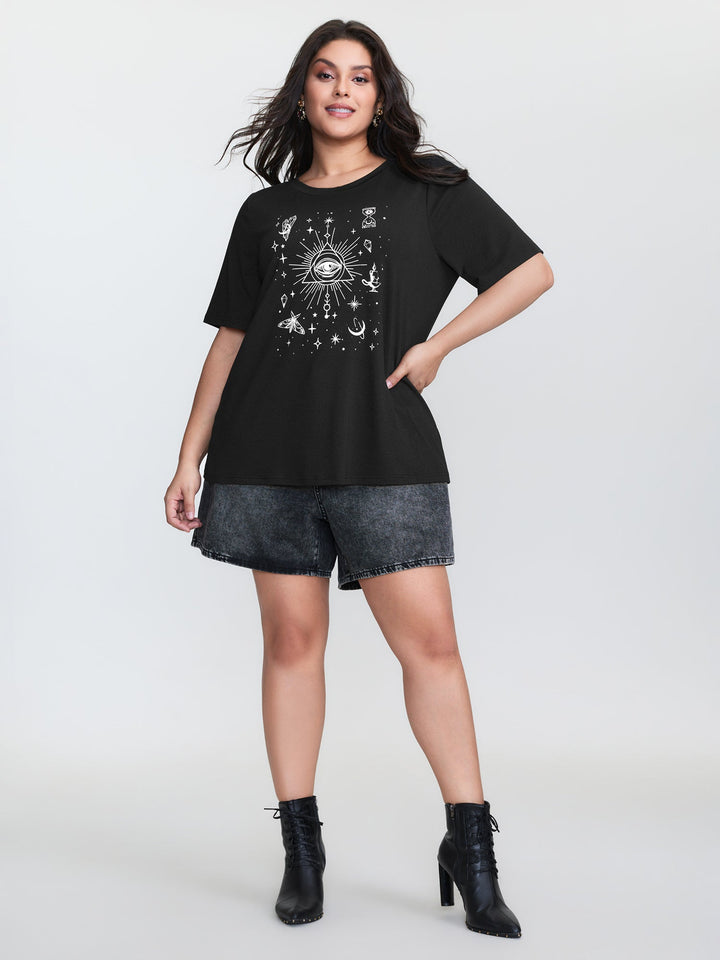 Celestial Print Round Neck T-Shirt