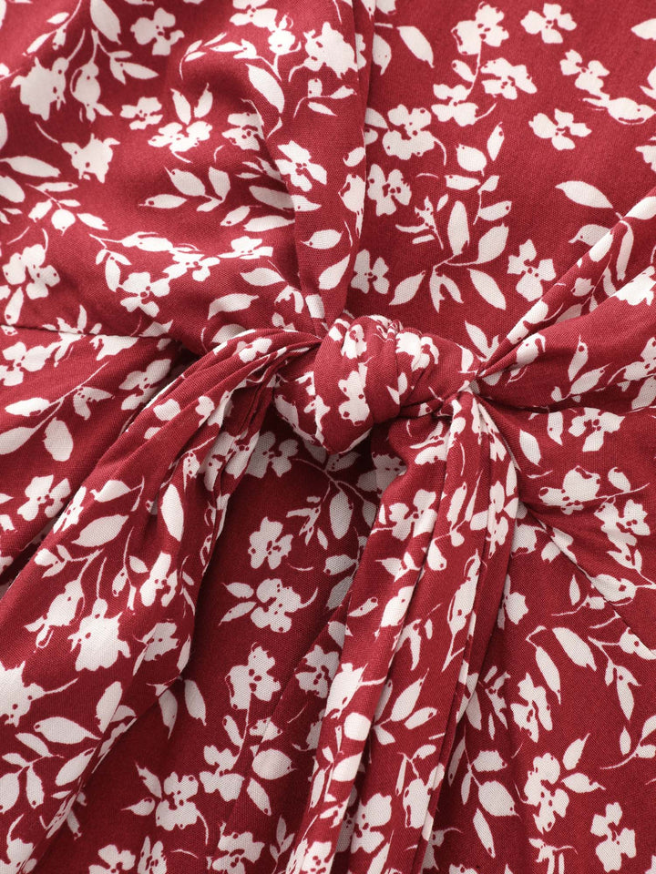 Floral Print Knotted Front Blouse