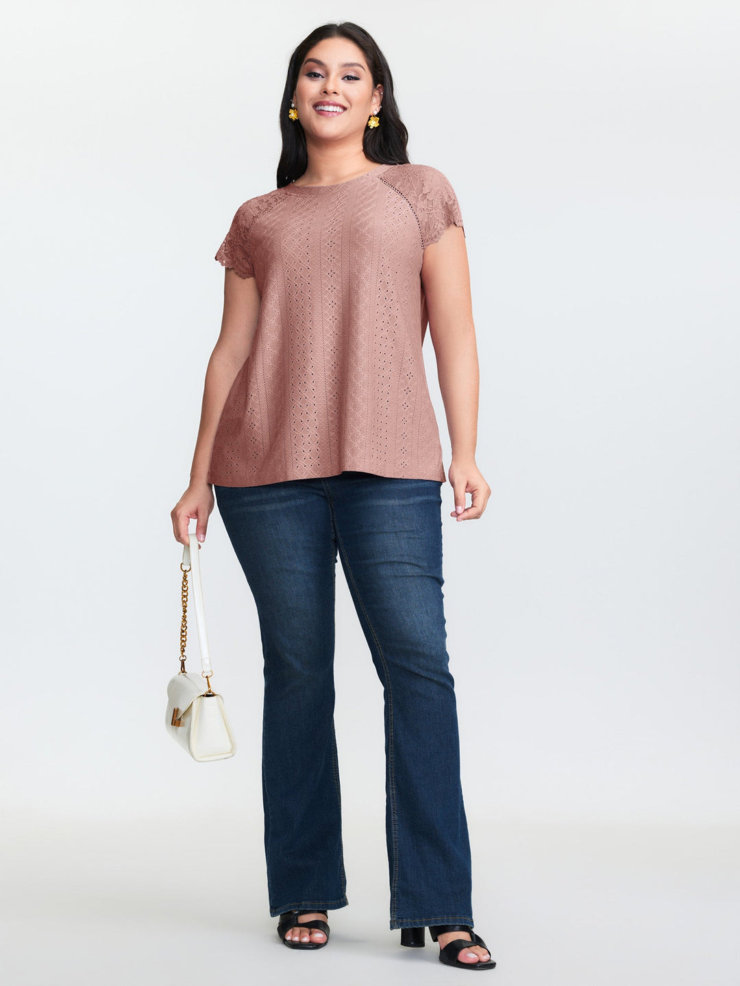 Lace Trim Back-Tie T-Shirt