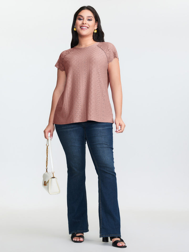 Lace Trim Back-Tie T-Shirt