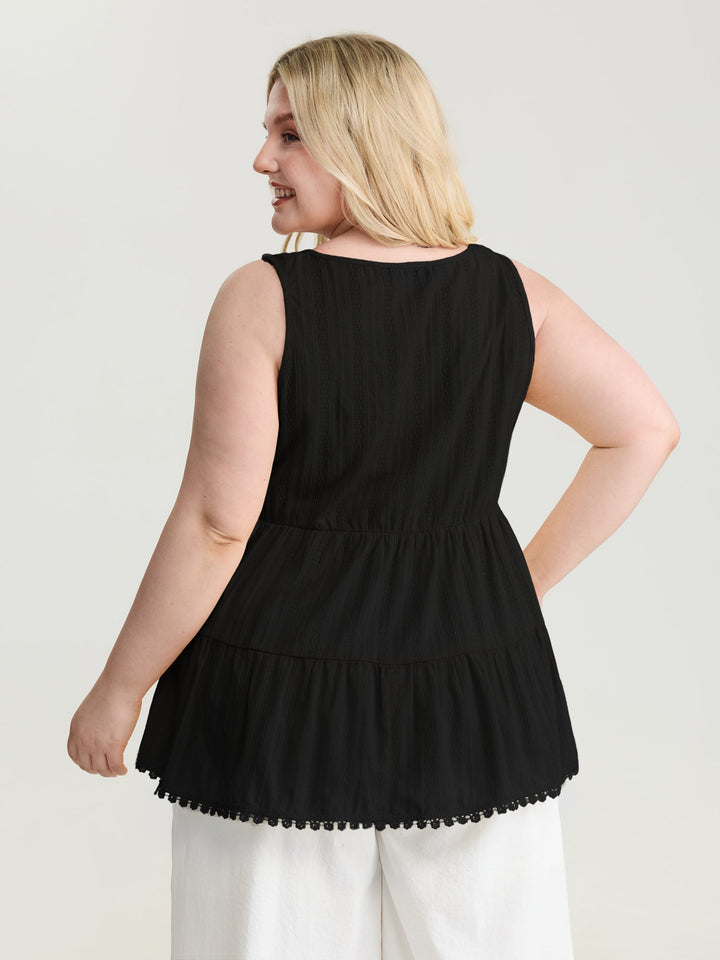 Pure Cotton Textured Tiered Tank Top