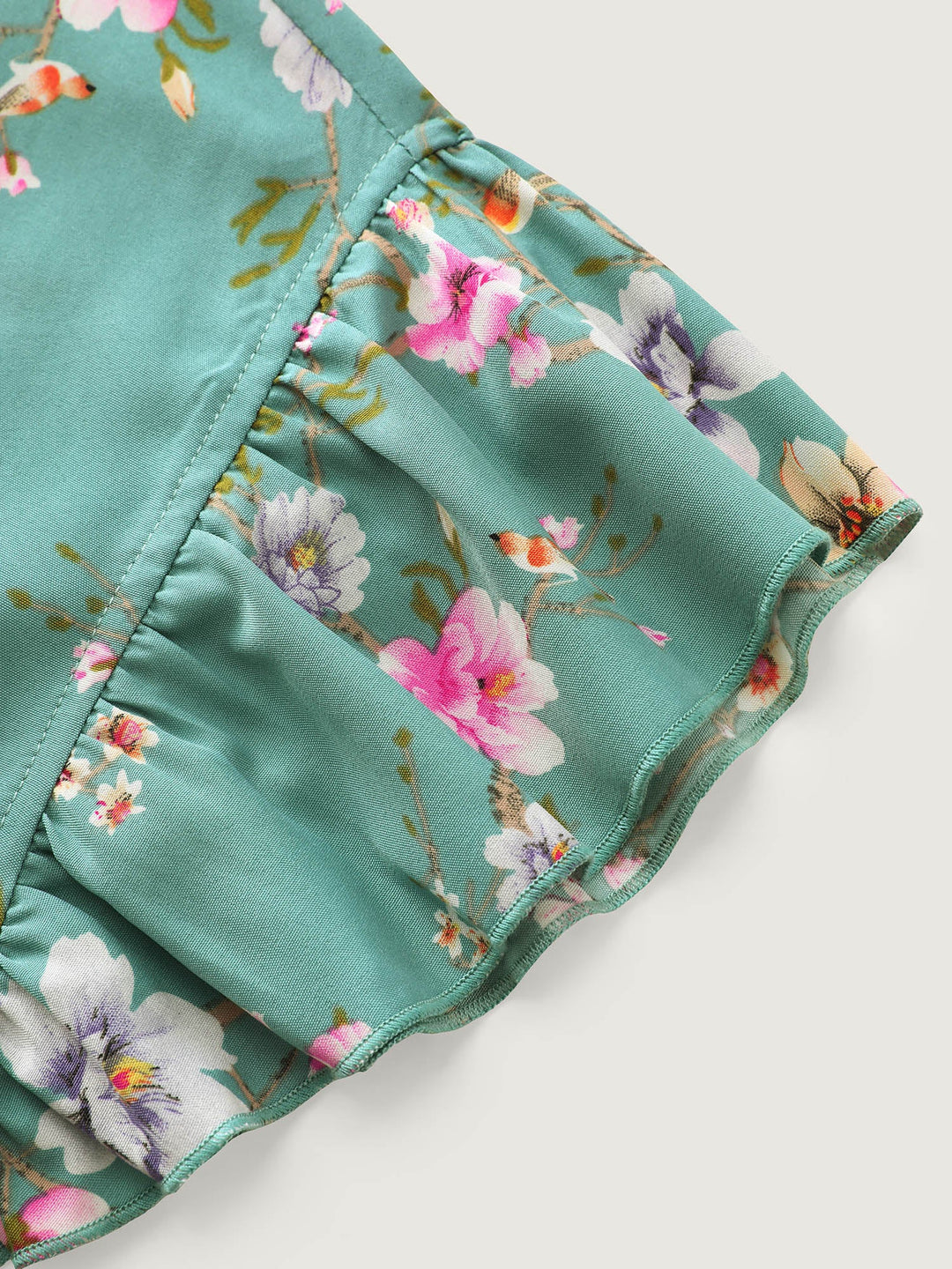 Playful Floral Print Flutter Sleeve Maxi Dress