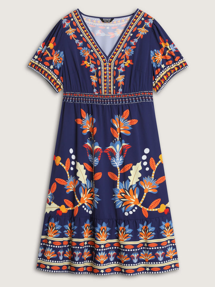Supersoft Bright Floral Print Midi Dress