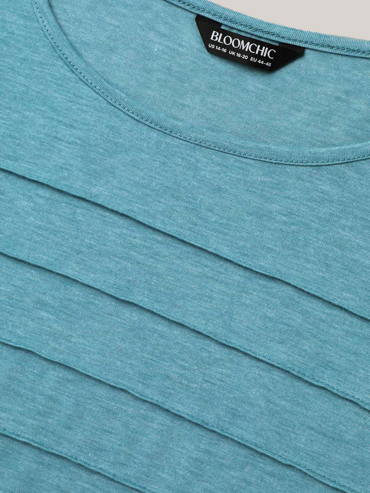 Seamed Round Neck Fitted T-Shirt