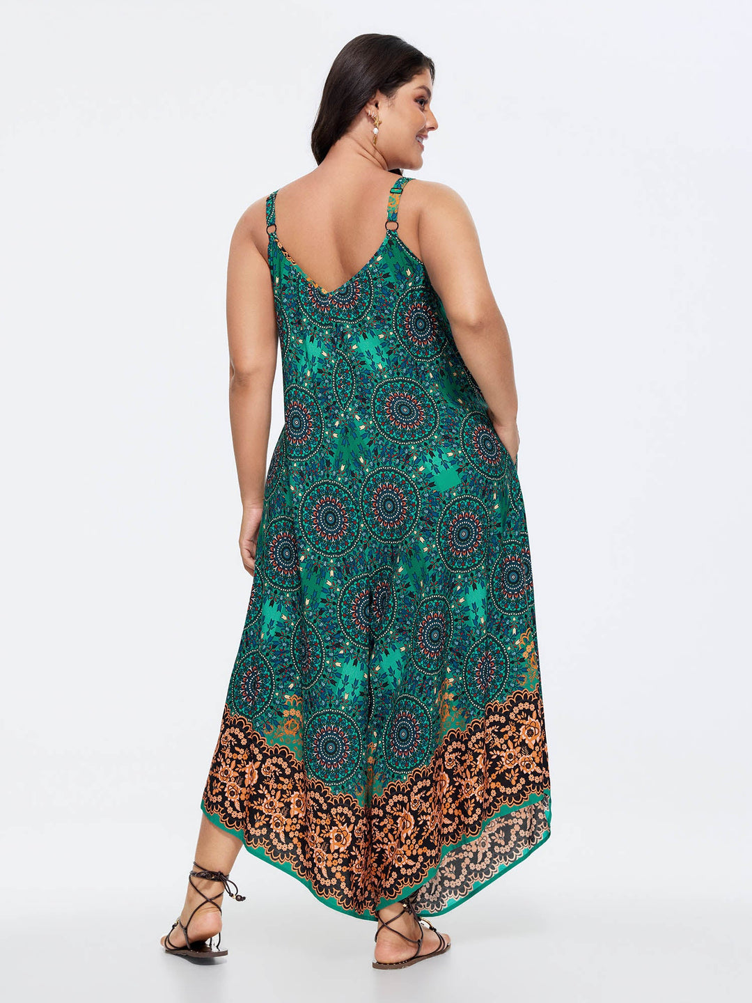 Boho Print Asymmetrical Hem Jumpsuit